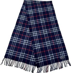 Burberrys Classic Check Scarf Black 100% Cashmere Unisex Scarf Made In England
